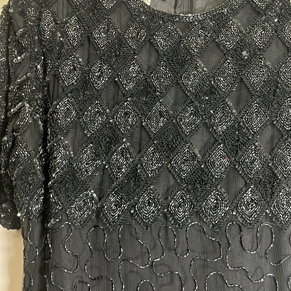 VINTAGE SILK LAURENCE KAZAR NEW YORK SEQUIN DRESS-SIZE SMALL - Picture 10 of 14